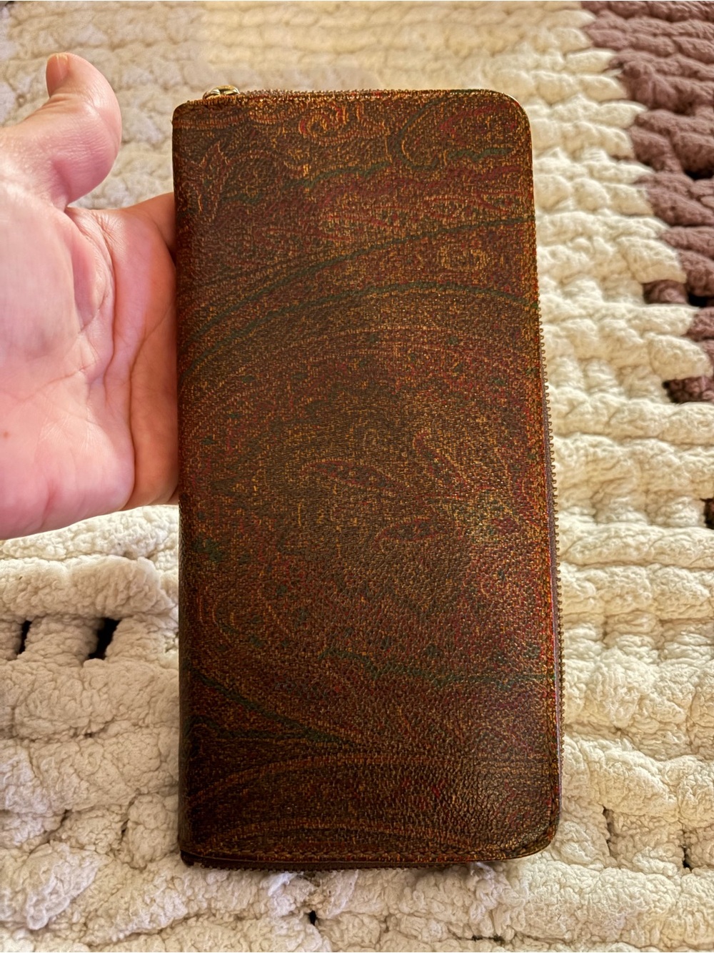Etro Paisley Zip-Around Wallet in Brown and Multicolor